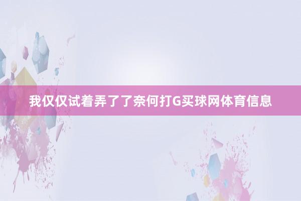 我仅仅试着弄了了奈何打G买球网体育信息