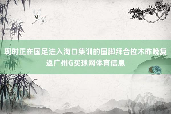 现时正在国足进入海口集训的国脚拜合拉木昨晚复返广州G买球网体育信息
