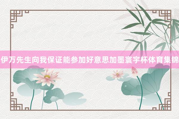 伊万先生向我保证能参加好意思加墨寰宇杯体育集锦