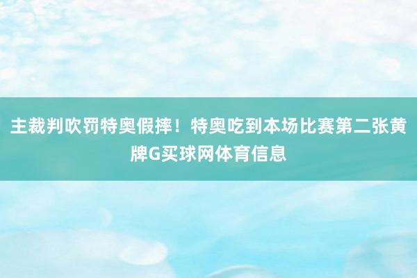 主裁判吹罚特奥假摔！特奥吃到本场比赛第二张黄牌G买球网体育信息