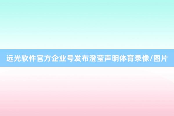 远光软件官方企业号发布澄莹声明体育录像/图片