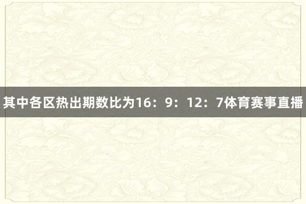其中各区热出期数比为16:9:12:7体育赛事直播