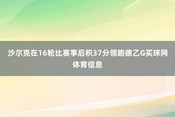 沙尔克在16轮比赛事后积37分领跑德乙G买球网体育信息