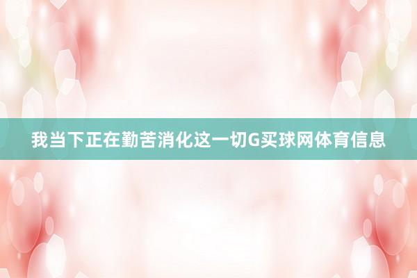 我当下正在勤苦消化这一切G买球网体育信息