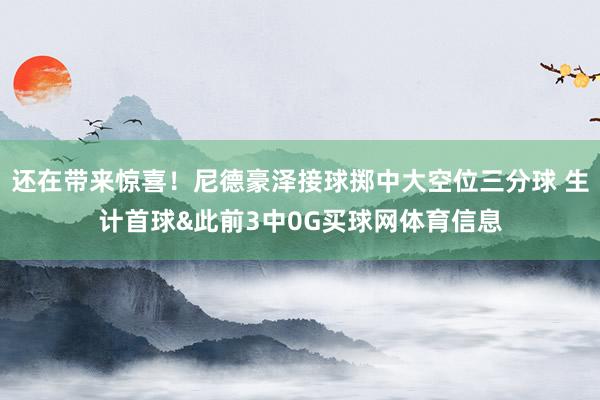 还在带来惊喜！尼德豪泽接球掷中大空位三分球 生计首球&此前3中0G买球网体育信息