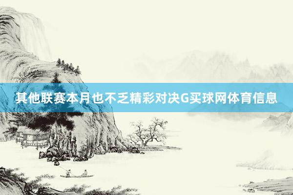 其他联赛本月也不乏精彩对决G买球网体育信息