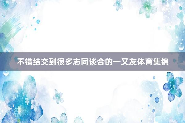 不错结交到很多志同谈合的一又友体育集锦
