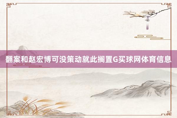 翻案和赵宏博可没策动就此搁置G买球网体育信息