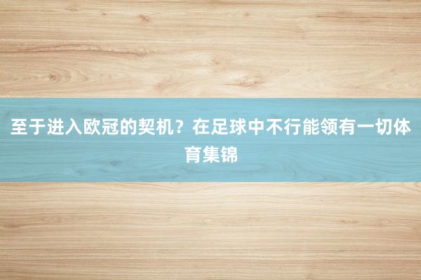 至于进入欧冠的契机？在足球中不行能领有一切体育集锦