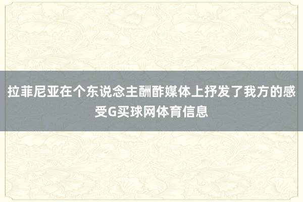 拉菲尼亚在个东说念主酬酢媒体上抒发了我方的感受G买球网体育信息