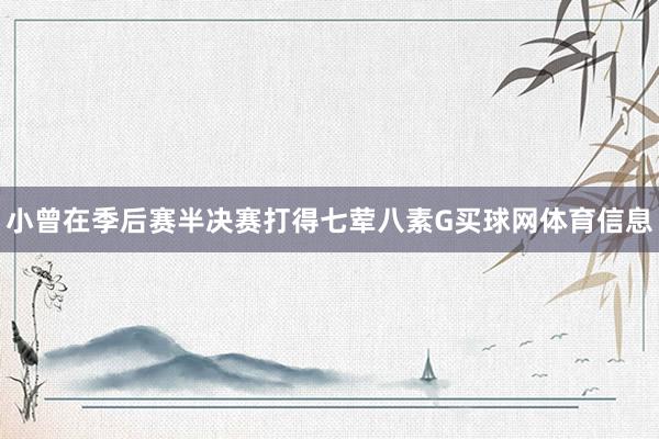 小曾在季后赛半决赛打得七荤八素G买球网体育信息