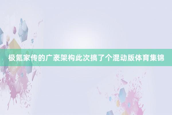 极氪家传的广袤架构此次搞了个混动版体育集锦