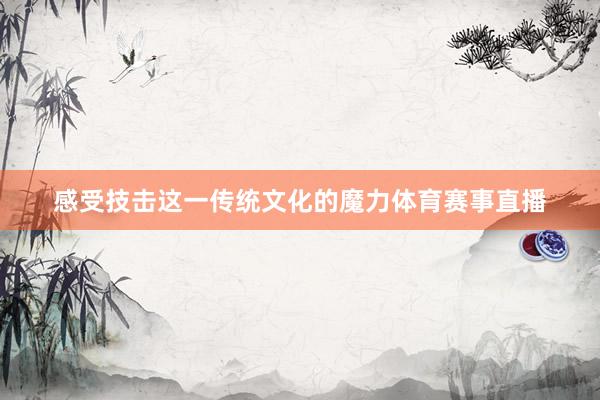 感受技击这一传统文化的魔力体育赛事直播