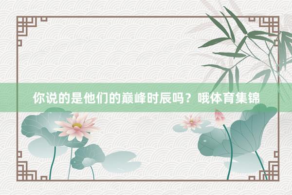 你说的是他们的巅峰时辰吗？哦体育集锦