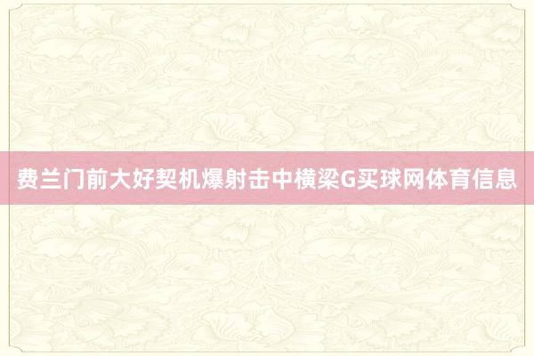 费兰门前大好契机爆射击中横梁G买球网体育信息